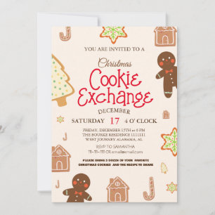 Invitación Elegante Script Cookie Exchange Navidades Fiesta I