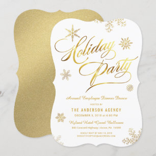 Invitación Elegante script de oro para fiestas de vacaciones