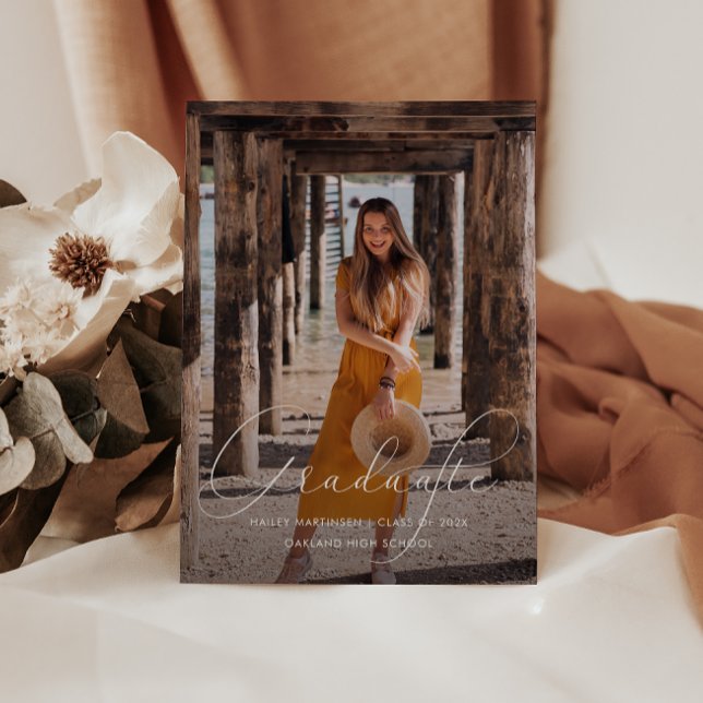 Invitación Elegante Script Dusty Rosa Foto Partido de Graduac (Subido por el creador)