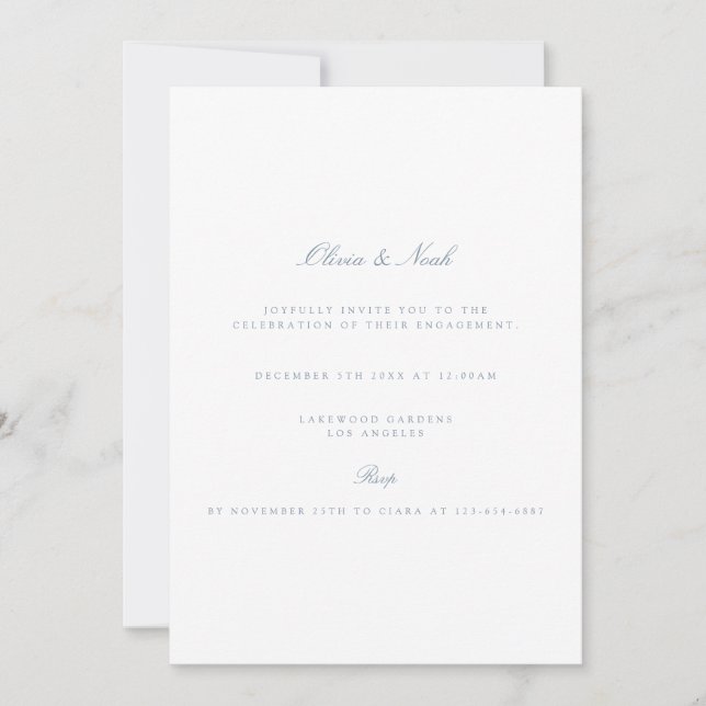 Invitación Elegante Script Dusty & White Engagement Invitació (Anverso)