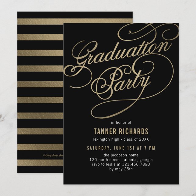 Invitación Elegante script EDITABLE COLOR Graduación Invitaci (Anverso / Reverso)