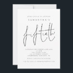 Invitación Elegante Script Fiesta de los 50 Años<br><div class="desc">Elegante Fiesta de 50º Cumpleaños. El cincuenta es un estilo moderno de escritura a mano. Personaliza fácilmente el resto del texto a tu propia persona. Puede cambiar el texto y el fondo a cualquier color que desee a través de la opción Personalizar.</div>