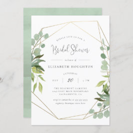 Invitación Elegante Script Geometric Greenery Bridal Shower
