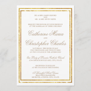Invitación Elegante Script Gold Border Invite