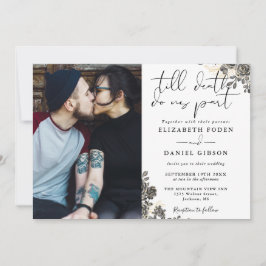Invitación Elegante Script Gothic Rosas Floral Foto Boda