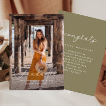 Elegante Script Green Photo Graduation Party