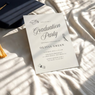 Invitación Elegante Script Ilustración de Graduación