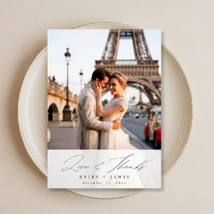 Invitación Elegante Script Love & Gracias Boda Photo Card