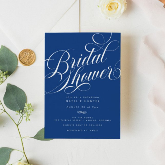 Invitación Elegante Script Marseille Bleu Bridal Shower (Subido por el creador)
