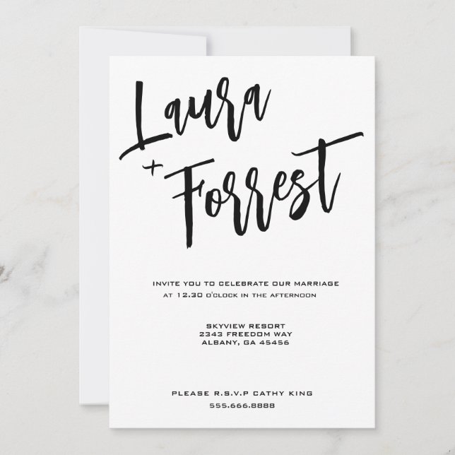 Invitación Elegante Script Minimalista Boda de lujo (Anverso)
