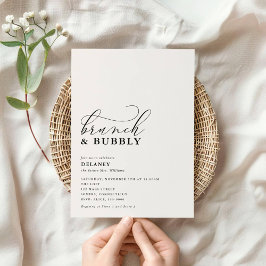 Invitación Elegante Script Minimalista Brunch & Bubbly Shower