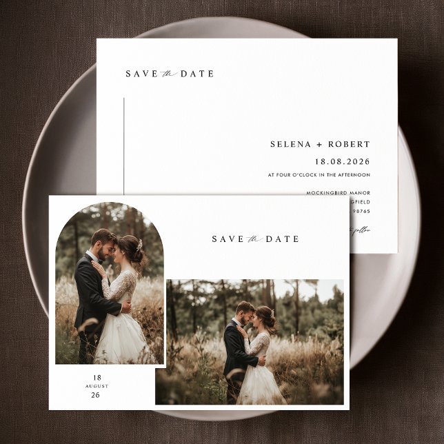 Invitación Elegante Script Moderno Foto Boda Guardar La Fecha (Subido por el creador)