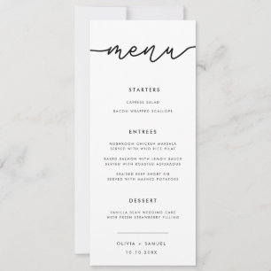 Invitación Elegante Script Moderno Menú simple Boda Invitati