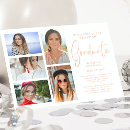 Invitación Elegante Script Multi Photo Graduation Party