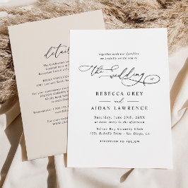Invitación Elegante Script Neutral Rubor Todo En Un Boda