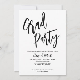 Invitación Elegante Script Partido de Graduación de Lujo Mini