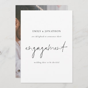 Invitación Elegante Script Photo Engagement