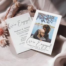 Invitación Elegante Script Photo Engagement Party