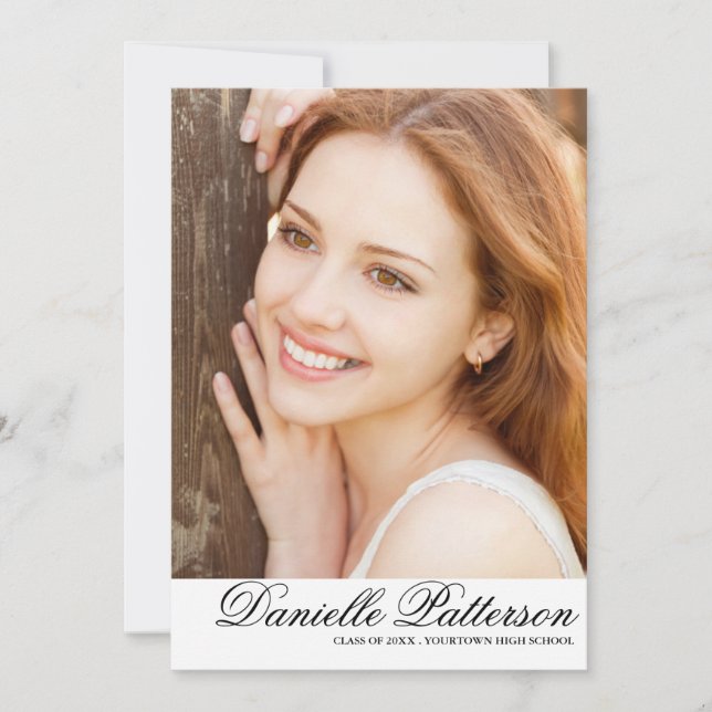 Invitación Elegante Script Photo Graduation Party (Anverso)