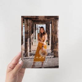 Invitación Elegante Script Photo Graduation Party Black