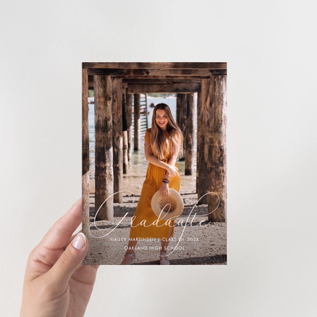 Invitación Elegante Script Photo Graduation Party Black (Subido por el creador)