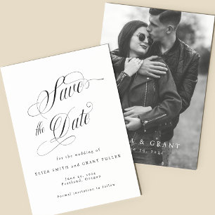 Invitación Elegante Script Photo Save the Date Card