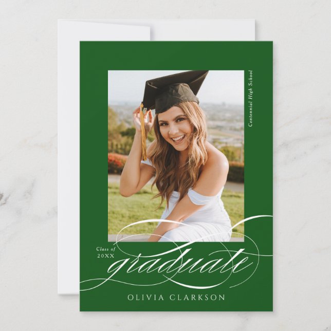 Invitación Elegante Script QR Code Photo Graduation Party (Anverso)