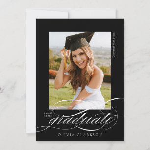 Invitación Elegante Script QR Code Photo Graduation Party