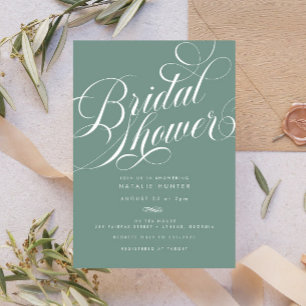 Invitación Elegante Script Sage Green Bridal Shower