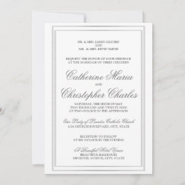Invitación Elegante Script Silver Border Invite