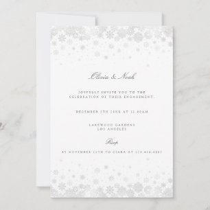 Invitación Elegante Script Snowflakes Engagement Inviation