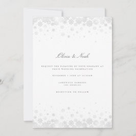 Invitación Elegante Script Snowflakes Wedding Invitation Card