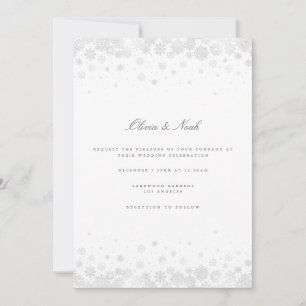 Invitación Elegante Script Snowflakes Wedding Invitation Card