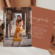 Elegante Script Terracotta Photo Graduation Party
