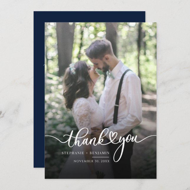 Invitación Elegante Script Wedding Day Photo You Card (Anverso / Reverso)