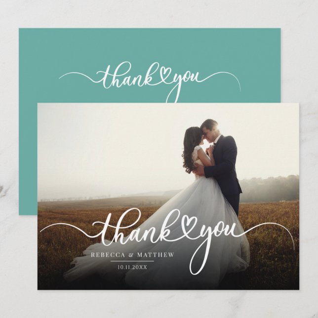 Invitación Elegante Script Wedding Day Photo You Card (Anverso / Reverso)