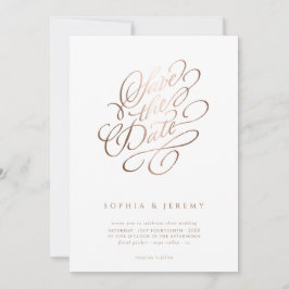 Invitación Elegante Script Wedding Save The Date Rosa Gold