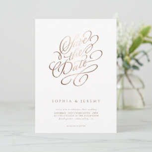 Invitación Elegante Script Wedding Save The Date Rosa Gold
