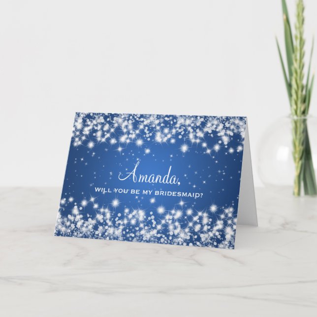 Invitación Elegante sé mi dama de honor invierno esparcido az (Anverso)