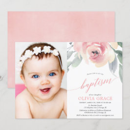 Invitación Elegante se ruboriza la foto floral rosada del