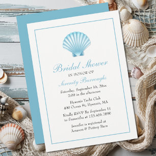 Invitación Elegante Seashell Bridal Shower Nautical Beach
