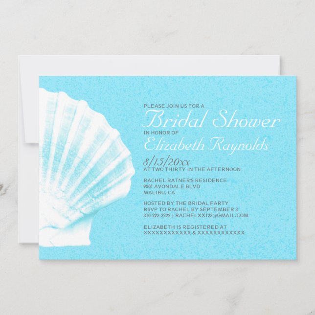 Invitación Elegante Seashells Destino Bridal Shower Invite (Anverso)