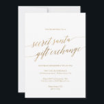 Invitación Elegante secreto de caligrafía de oro de Santa Mar<br><div class="desc">Esta elegante tarjeta secreta de invitación Santa de caligrafía dorada es perfecta para un simple evento vacacional. El diseño neutro presenta una invitación minimalista decorada con una romántica tipografía de Relieve metalizado de imitación de oro. Nota: Este diseño no tiene Relieve metalizado oro real. Es un gráfico de alta calidad...</div>