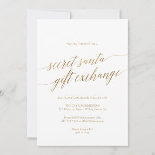 Invitación Elegante secreto de caligrafía de oro de Santa Mar