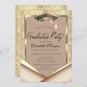 Invitación Elegante secuencia de cuadros dorados Graduación