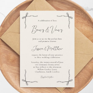 Invitación Elegante Secuencia Negra Simple Coquette Lazo Boda