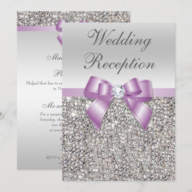 Invitación Elegante secuencia plateada recepción de bodas de  (Anverso / Reverso)