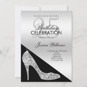 Invitación Elegante secuencia Stiletto, Plata y Nacimiento Ne