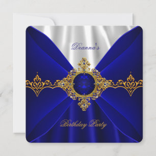 Invitación Elegante seda blanca con joyas doradas de cumpleañ