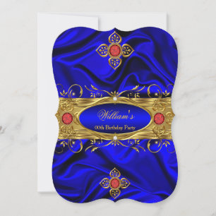 Invitación Elegante seda de cumpleaños con gemas azules reale